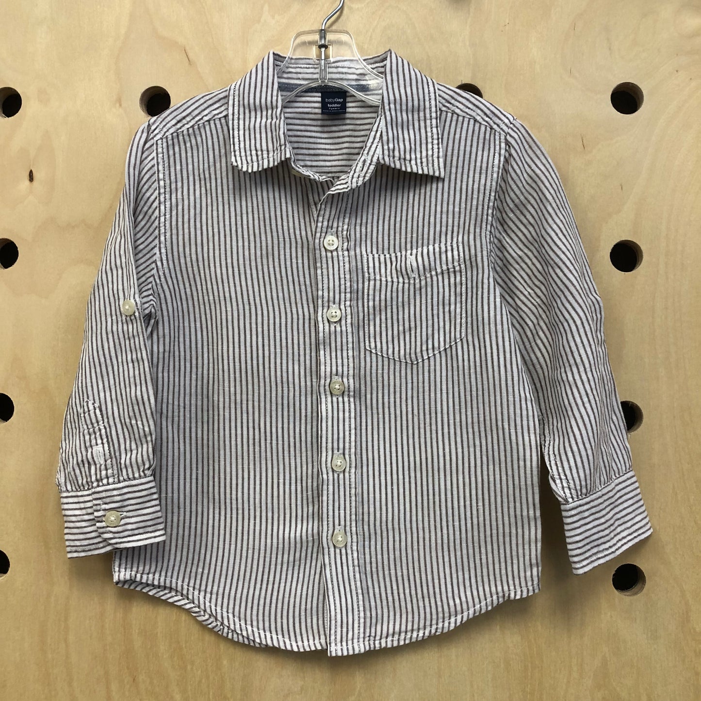 Brown Pinstriped Button Up