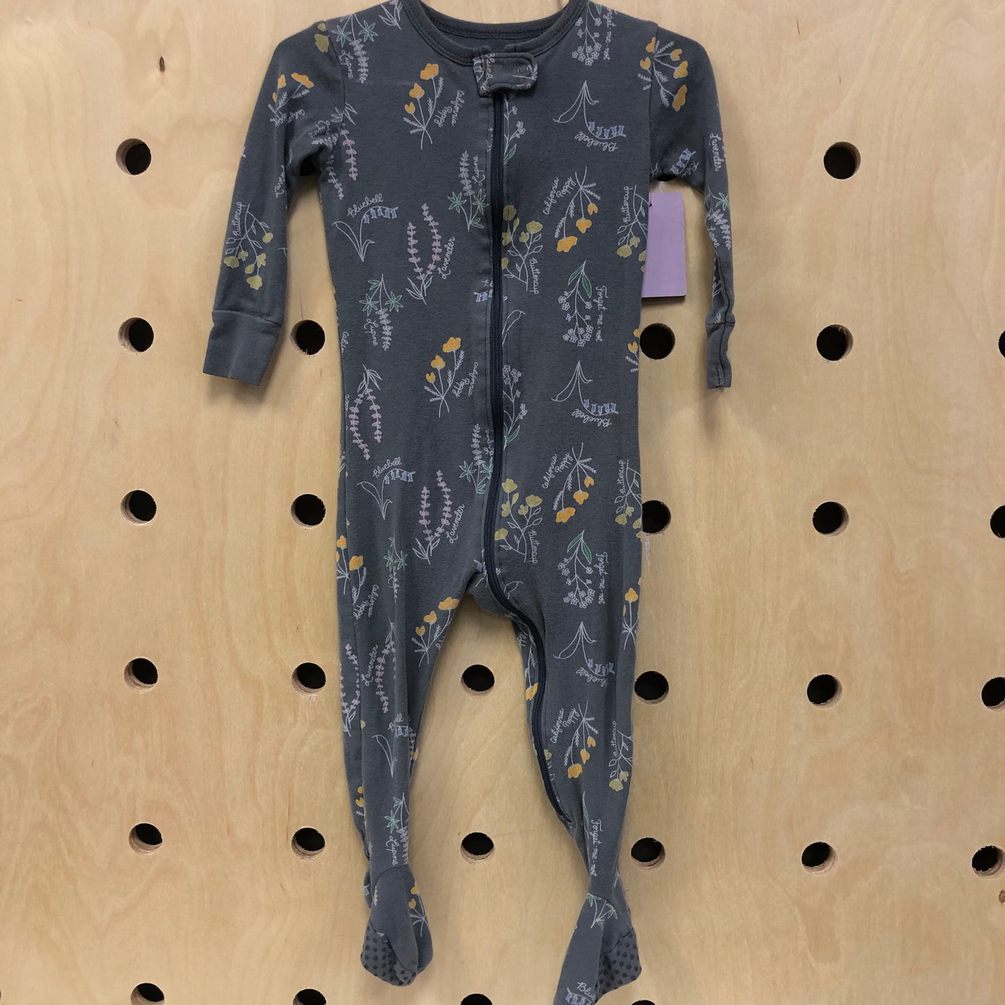 Grey Floral Zip Footies