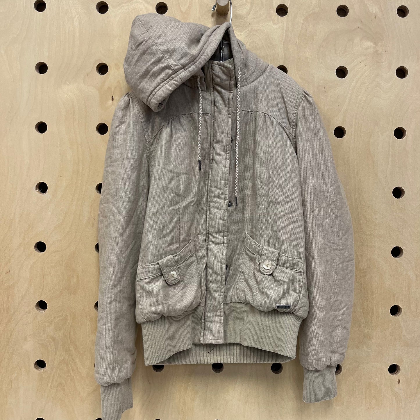 Beige Puffy Herringbone Jacket