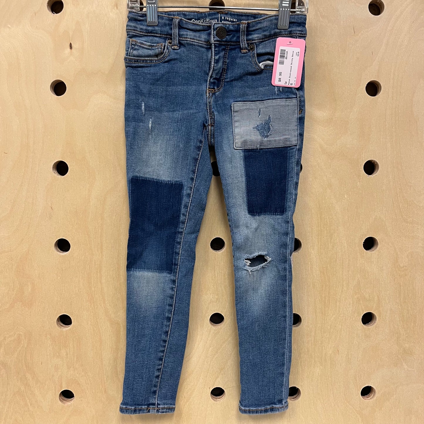 Patch Distressed Skinny Denim