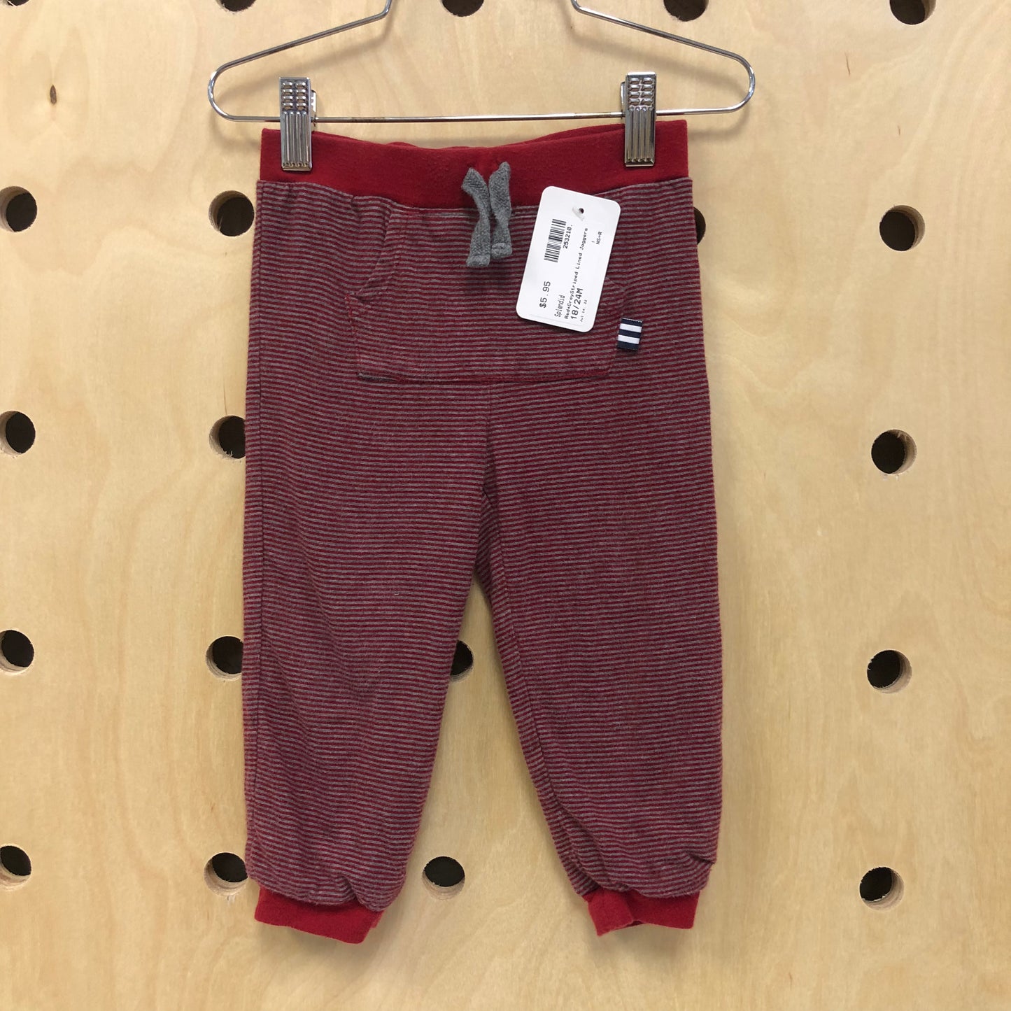 Red+Grey Striped Lined Joggers