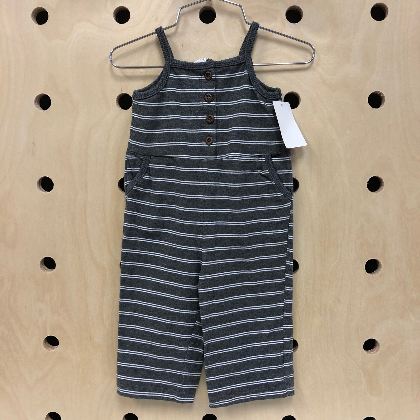 Grey Striped Henley Romper