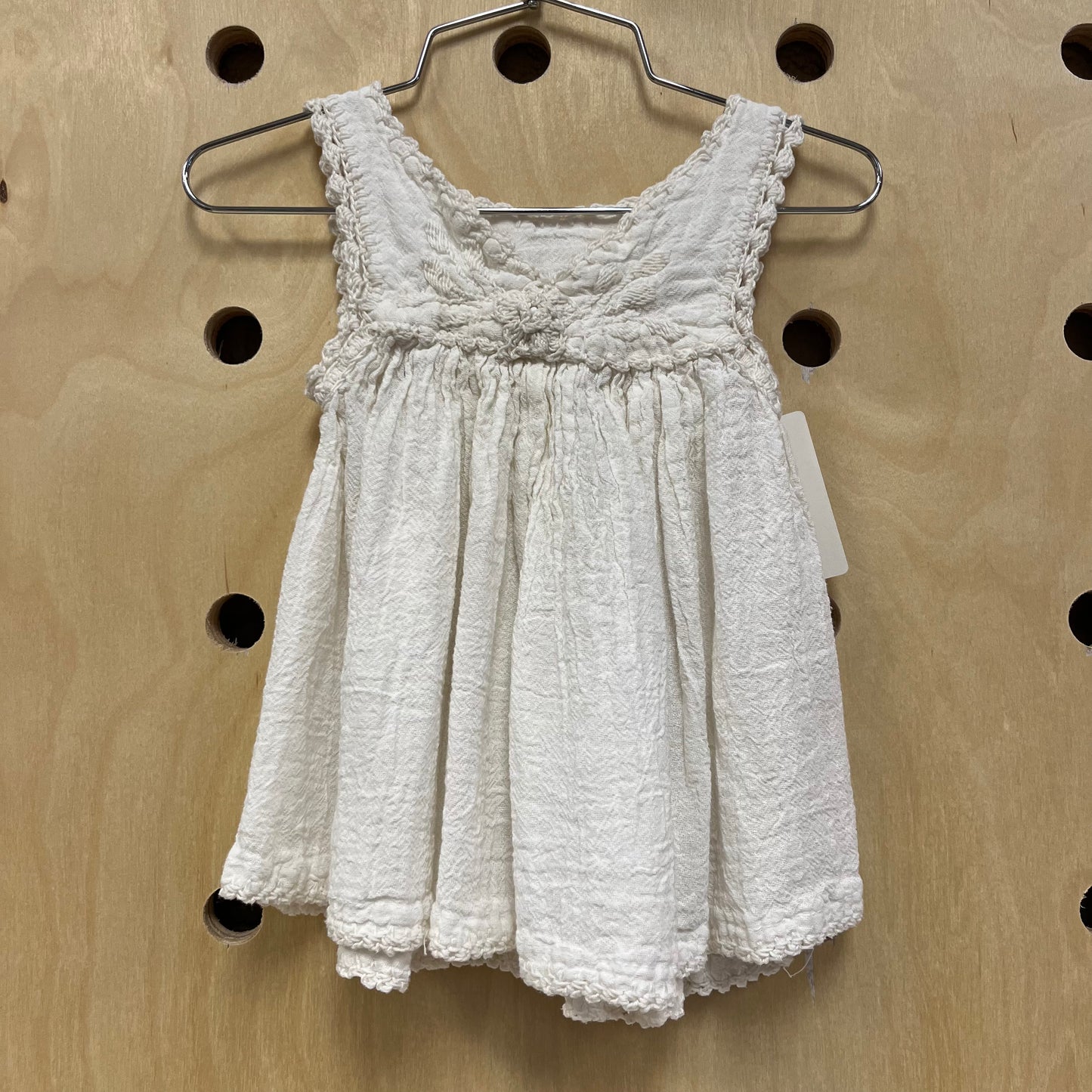 Cream Linen Blend Lace Dress