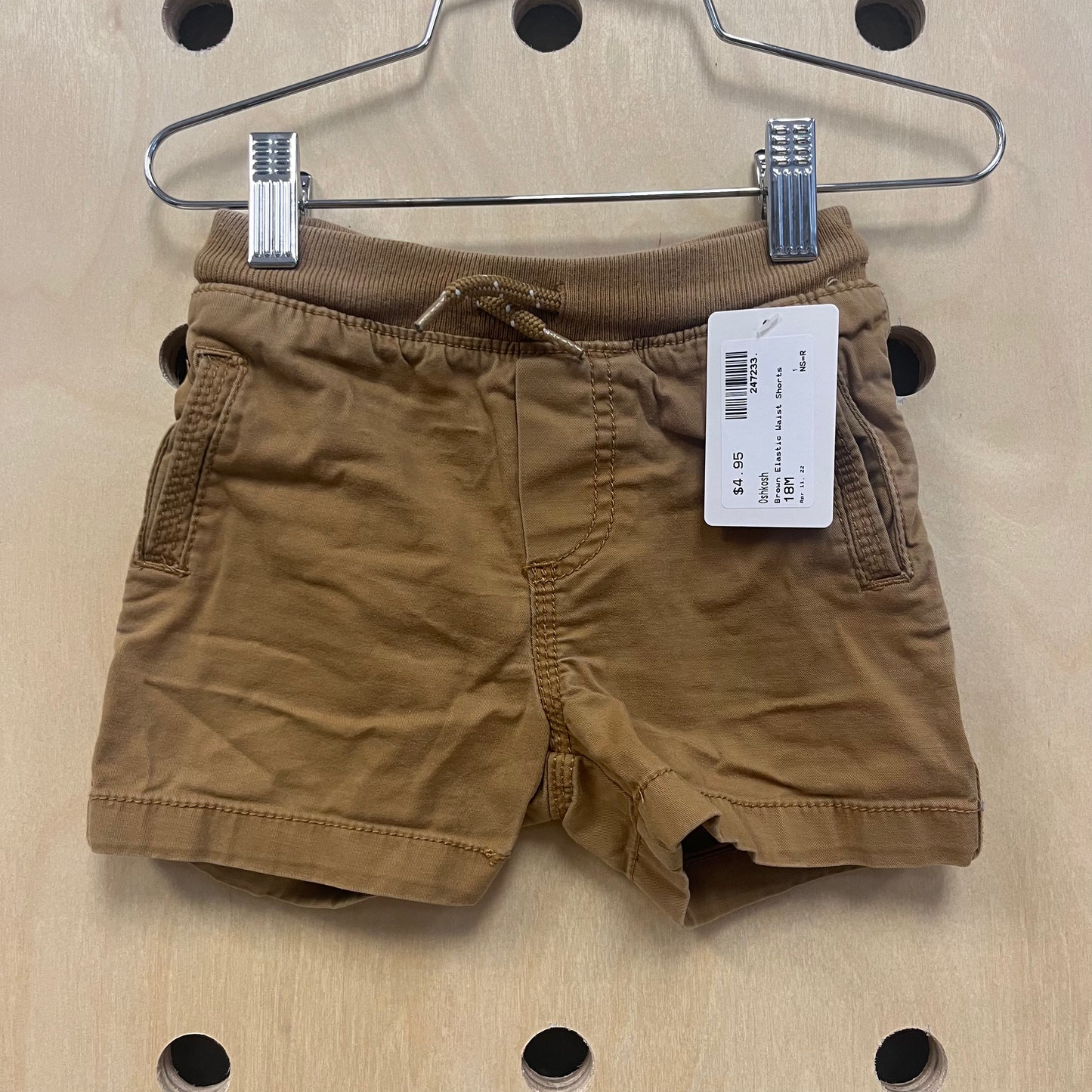 Brown Elastic Waist Shorts