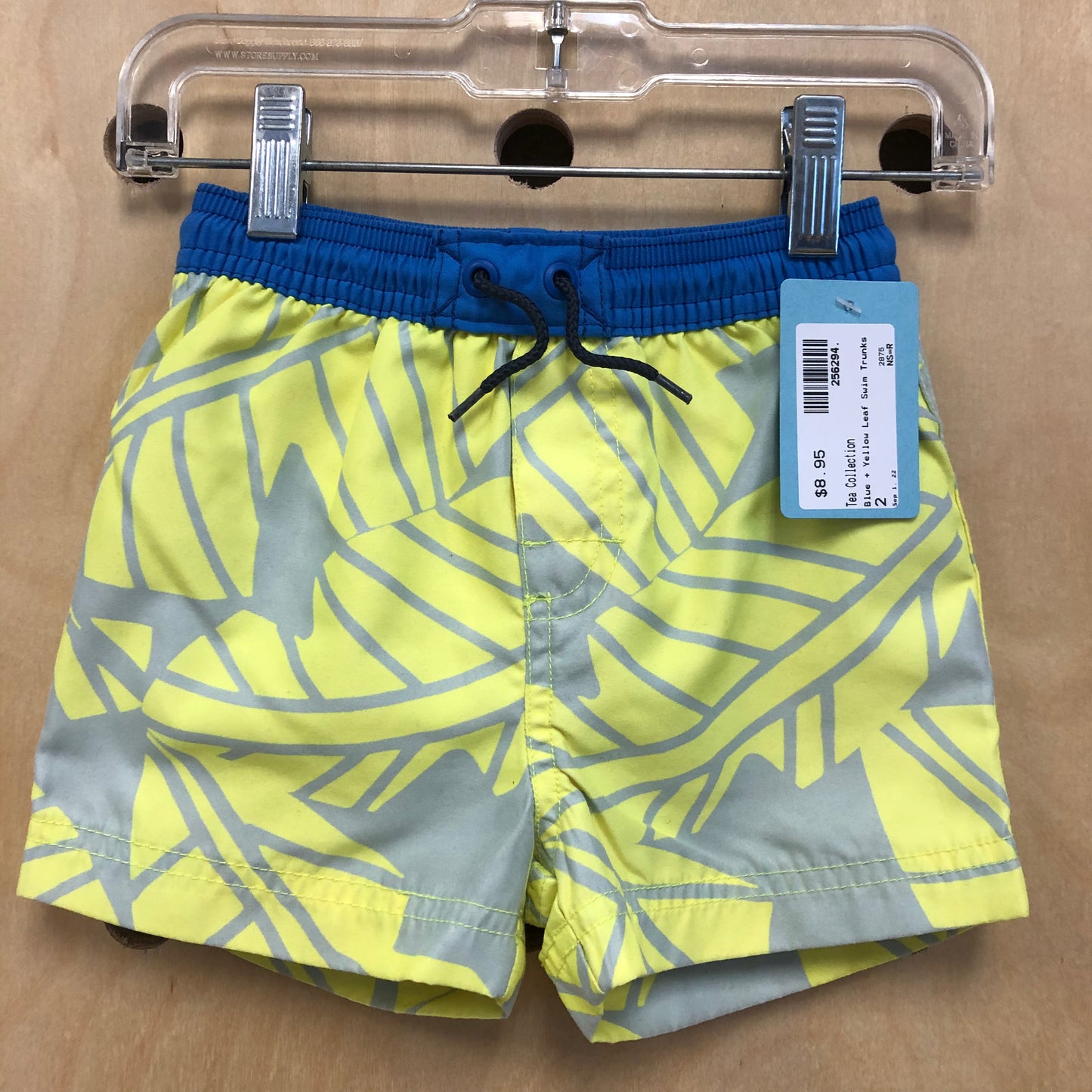 Blue + Yellow Leaf Swim Trunks