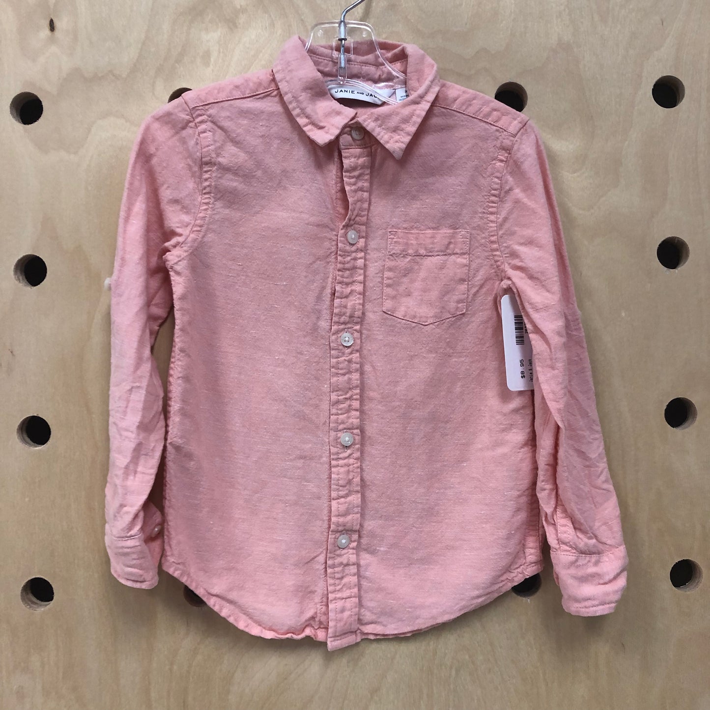 Pink Linen Blend Button Up Shirt