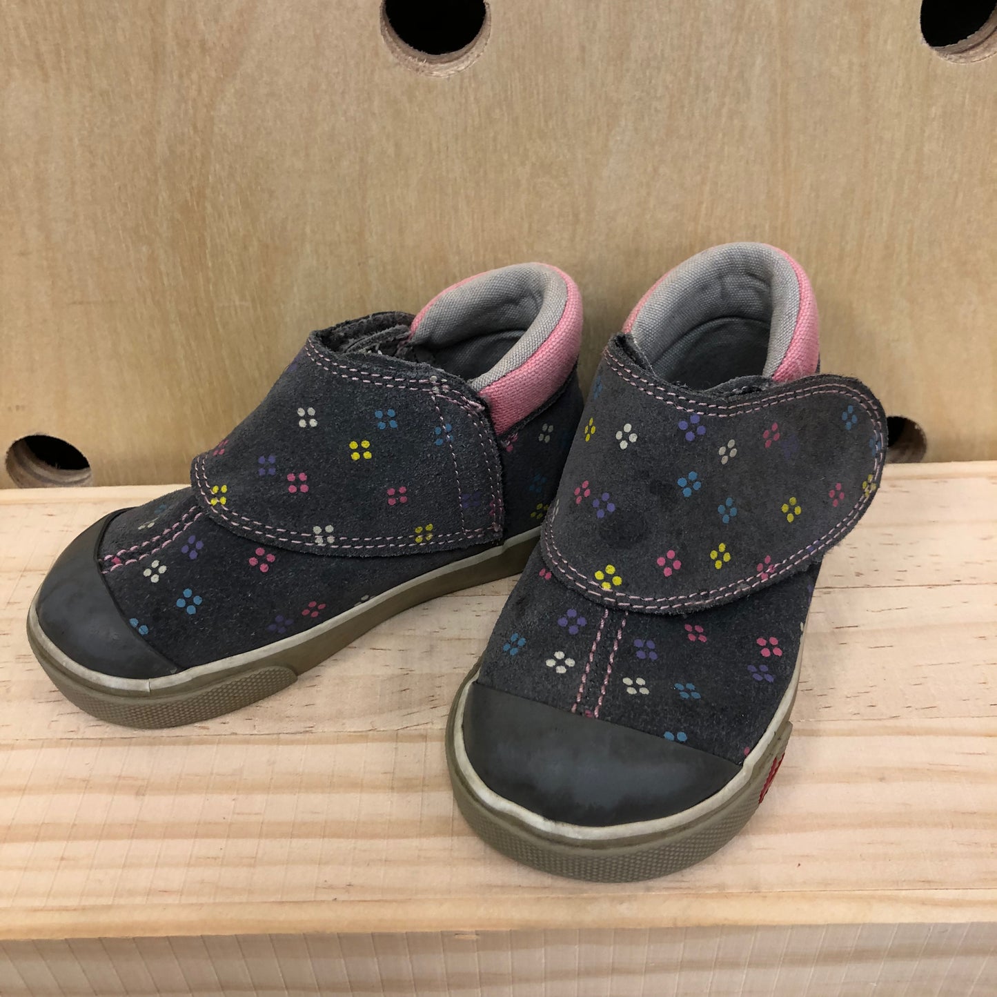 Grey Colorful Velcro Shoes
