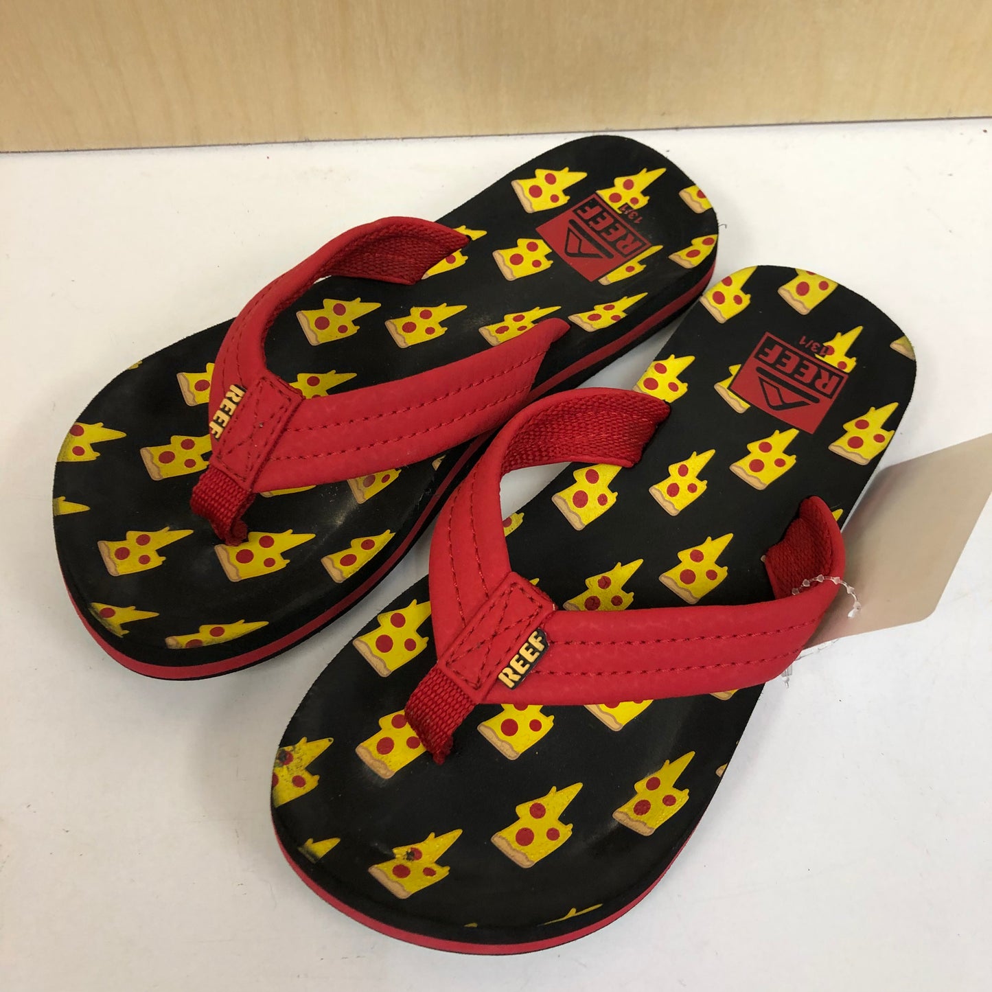Black + Red Pizza Flip Flops