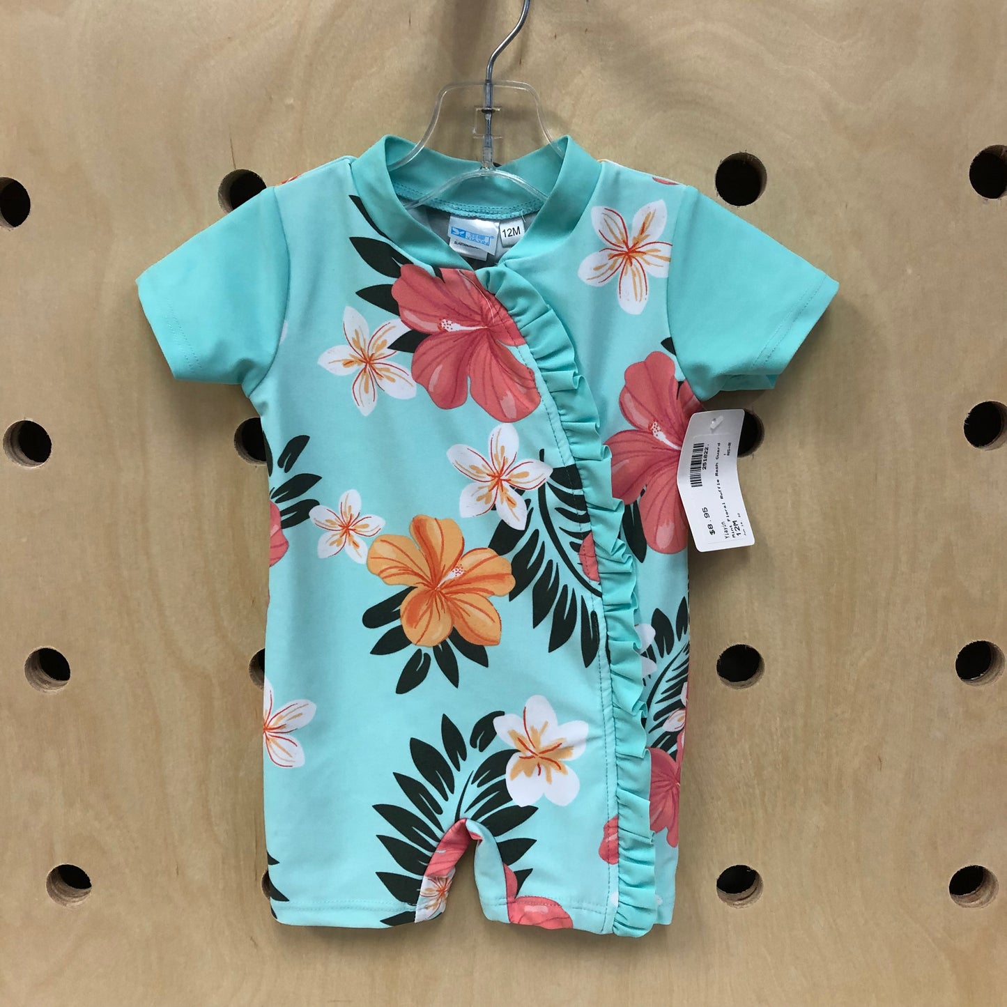 Mint Floral Rash Guard Swimsuit