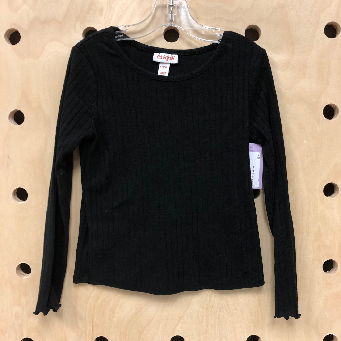 Black Ribbed LS Top