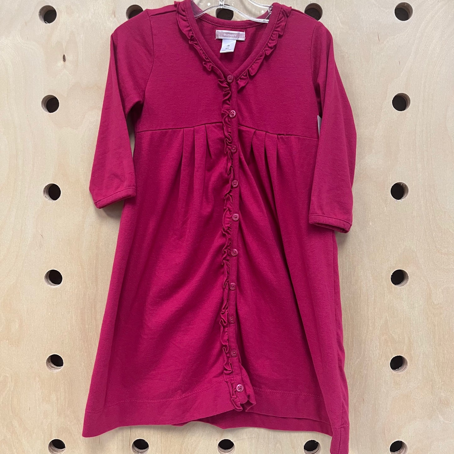 Magenta Button Up LS Dress