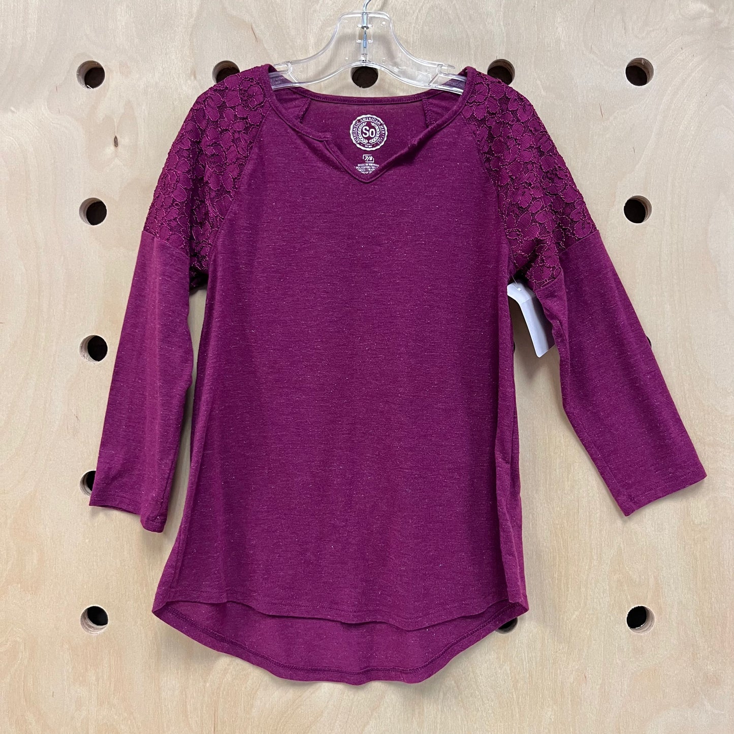 Raspberry Lace Sleeve Shirt