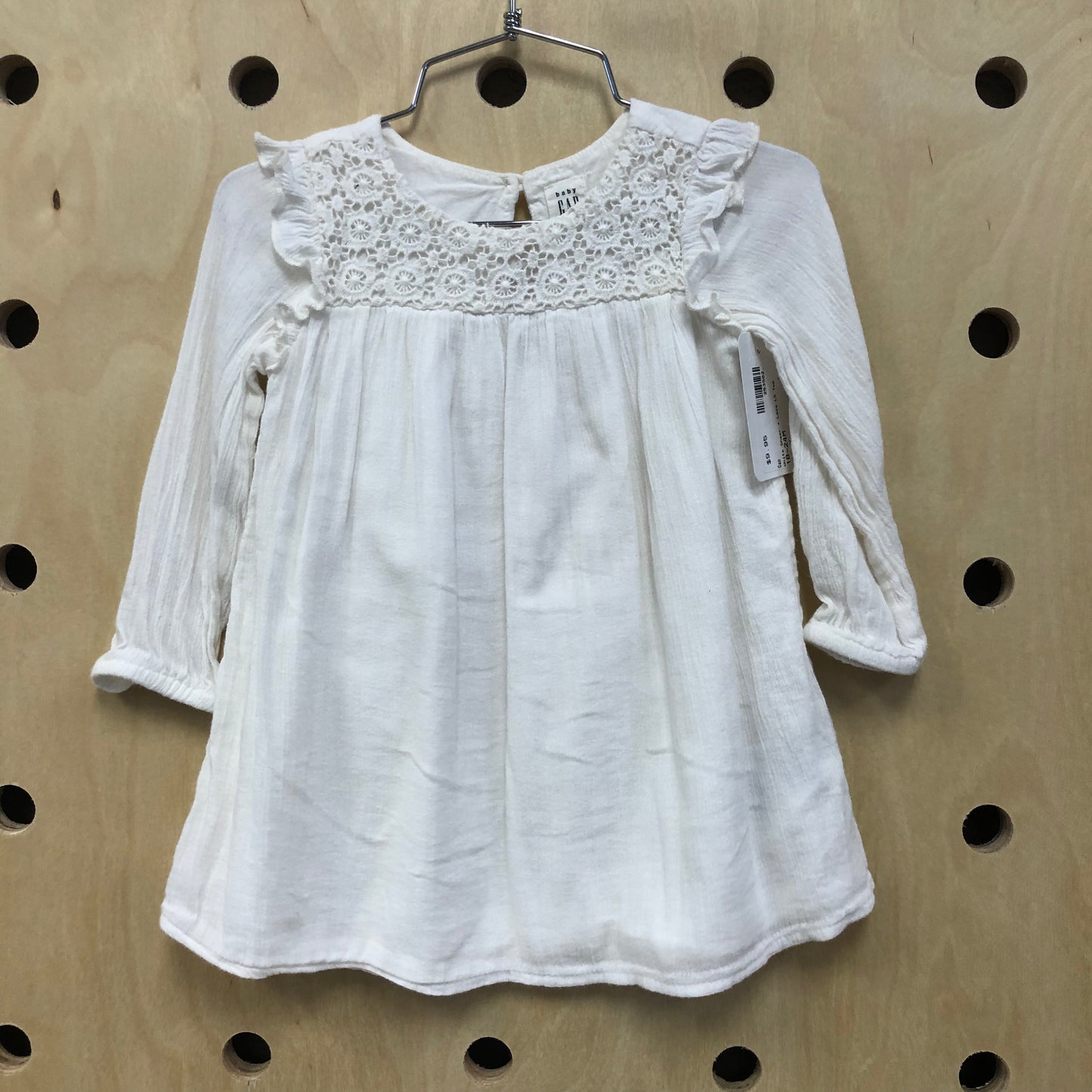 White Sheer + Lace LS Top