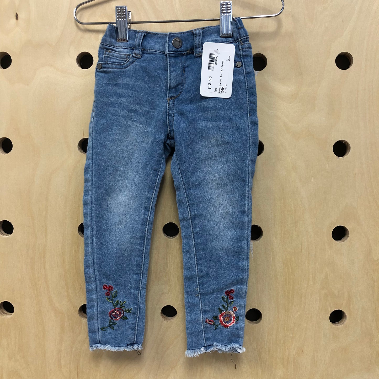 Embroidered Cut Off Denim