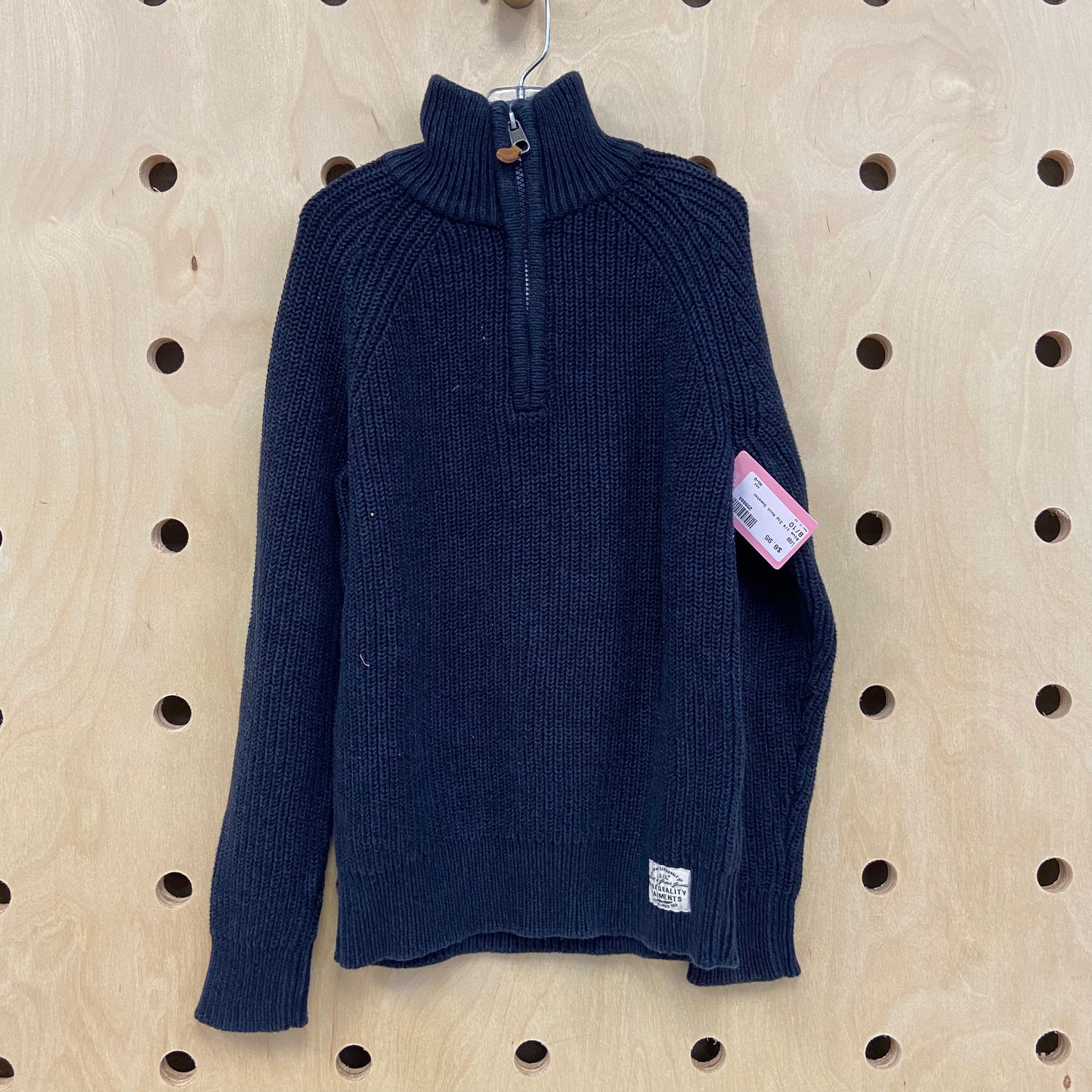 Blue 1/4 Zip Knit Sweater