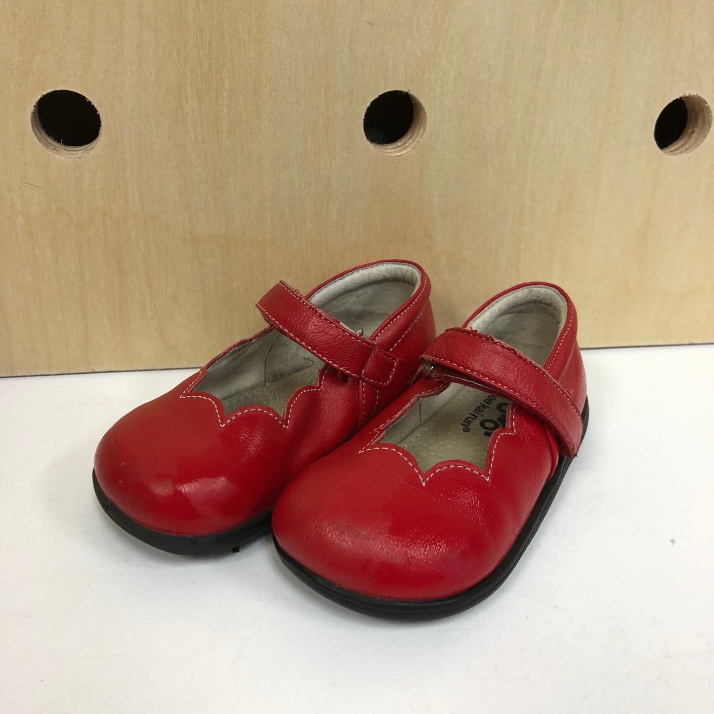 Red Scalloped Velcro Shoes