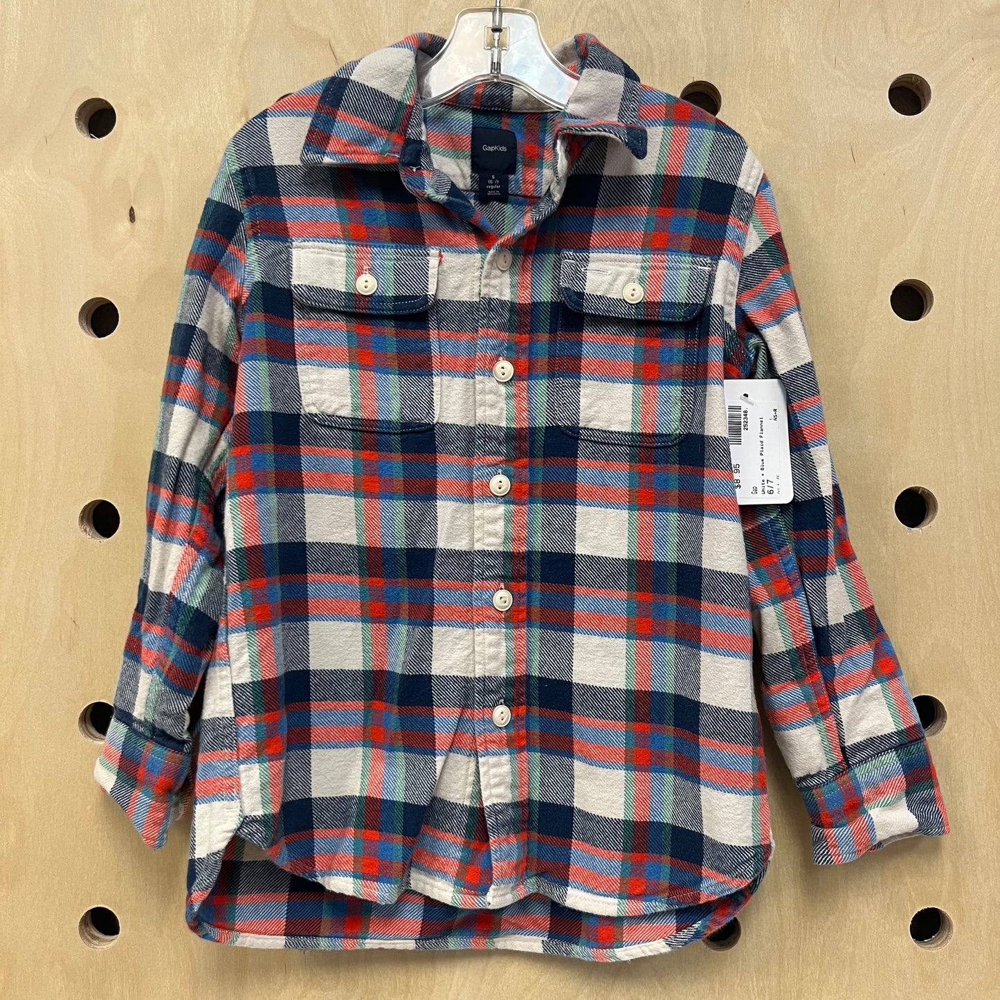 White + Blue Plaid Flannel