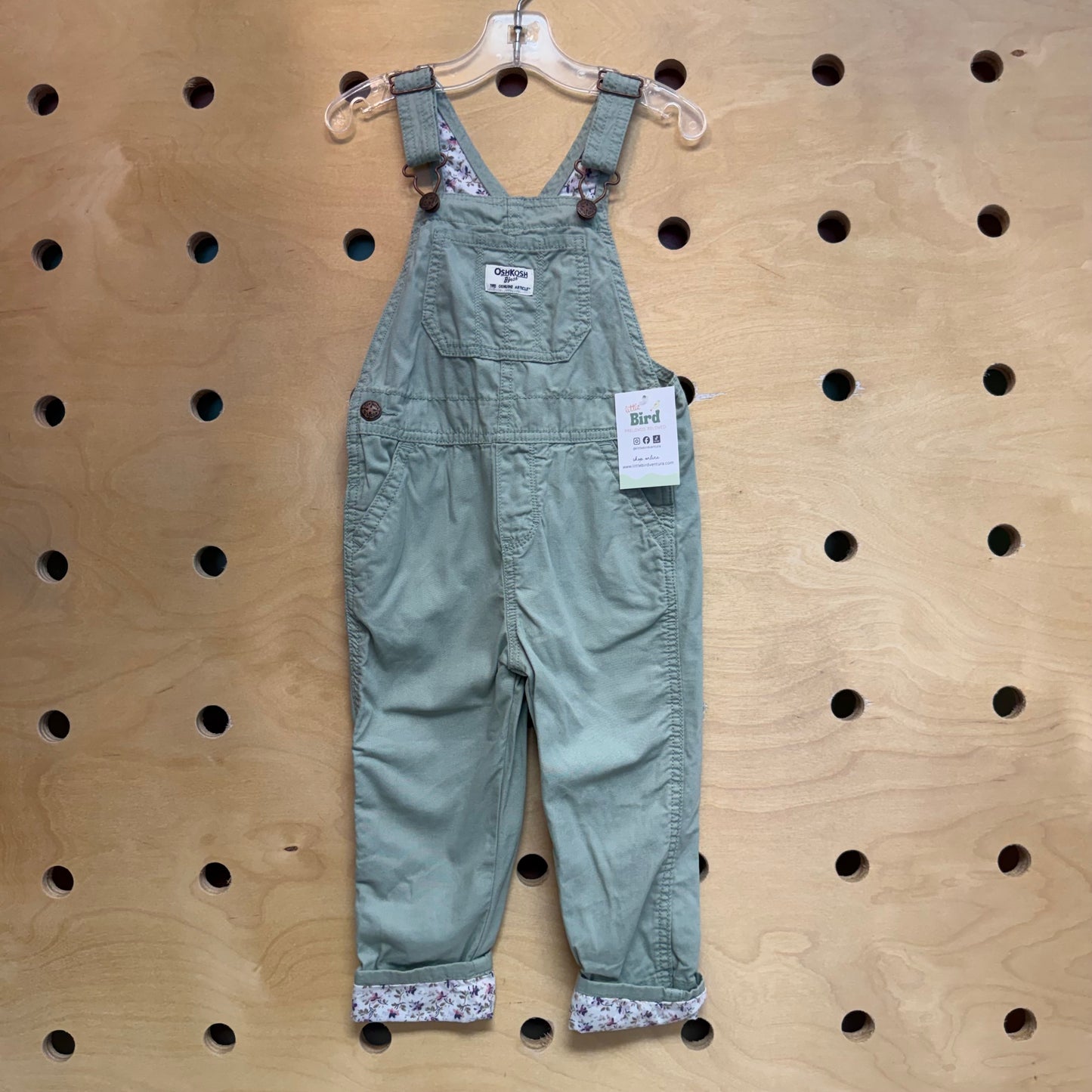 Green Floral Cuff Overalls