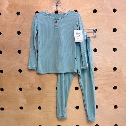 Green Ribbed Bamboo Pajamas
