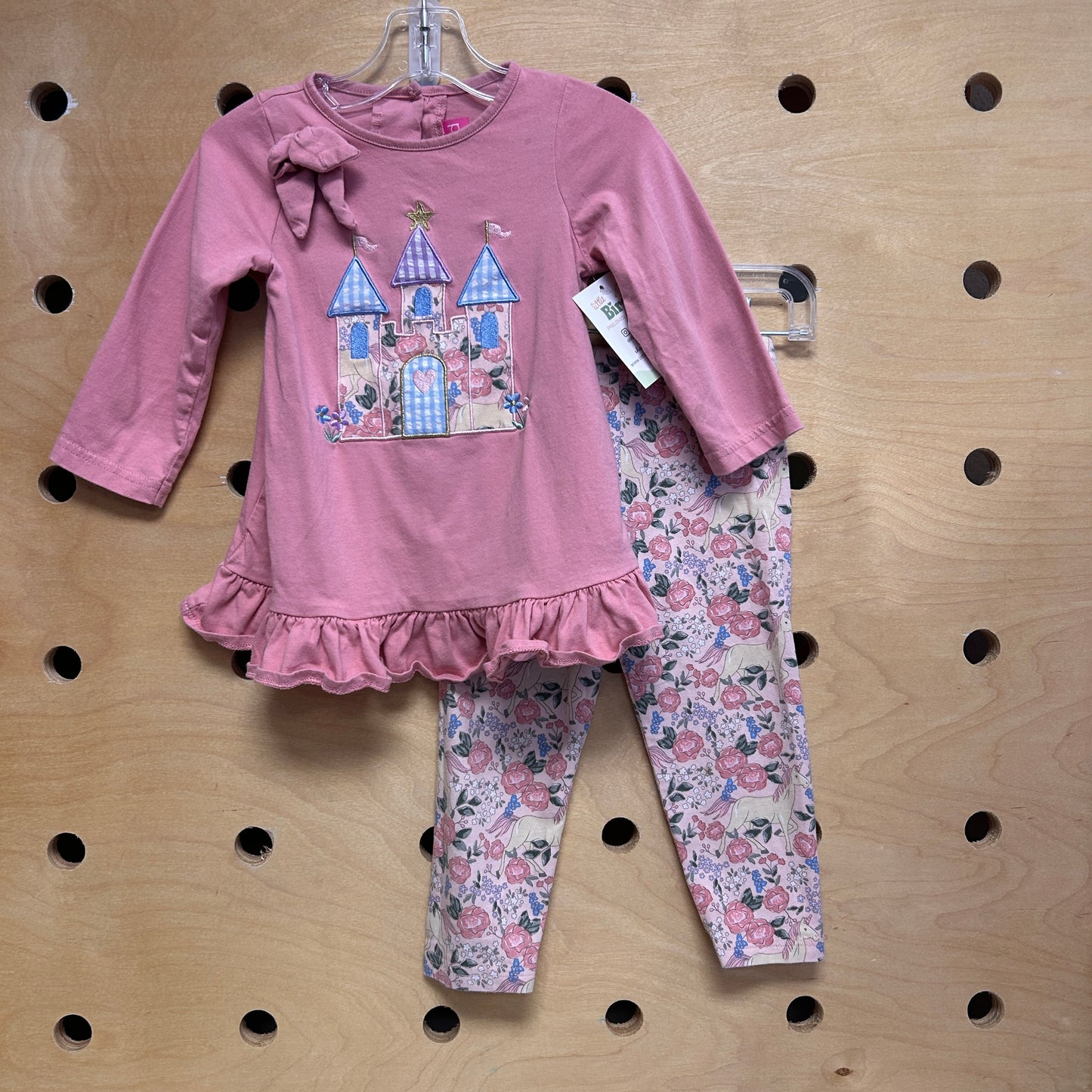 Pink Floral Embroider Castle Outfit