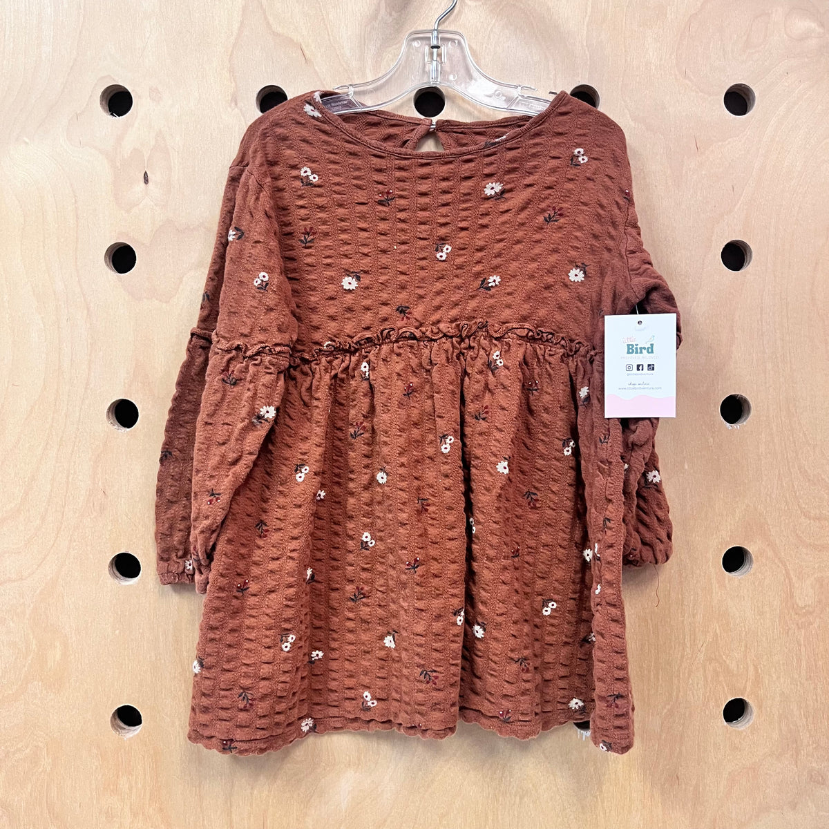 Brown Floral Organic Gauze Dress