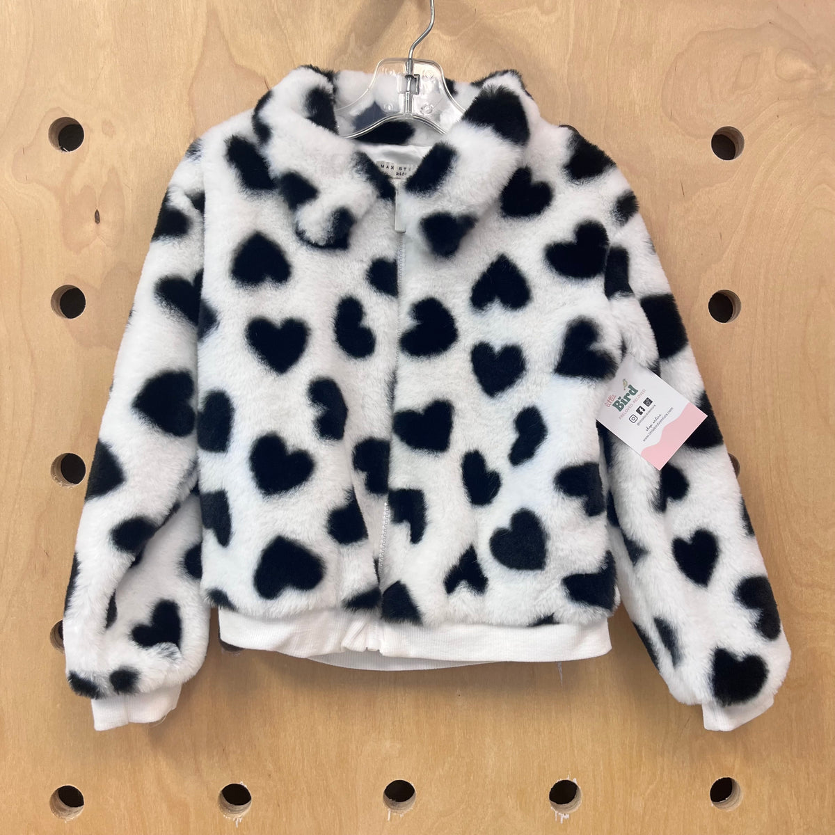 Fuzzy Soft B+W Hearts Jacket