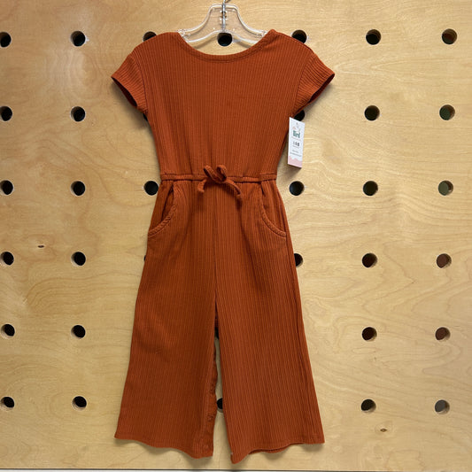 Rust Ribbed Wide Leg Romper