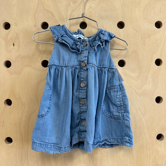 Denim Wood Button Dress