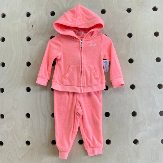 Bright Coral Terry Zip Hoodie Outfit