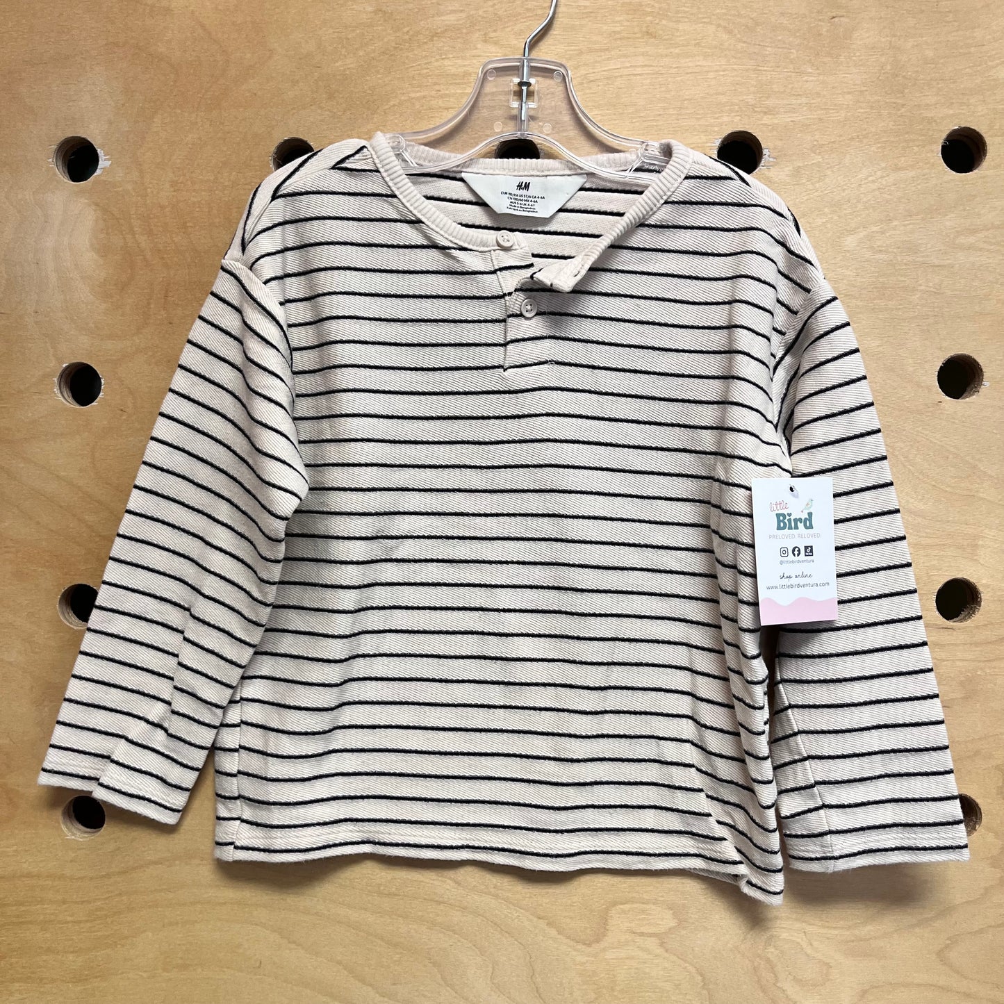 Cream/Black Striped LS