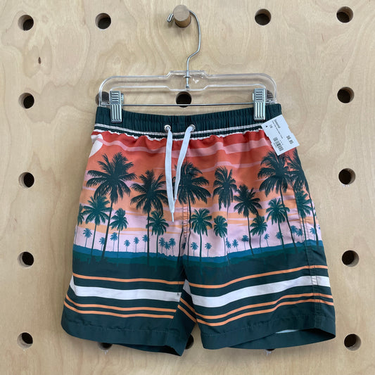 Green Palm Scene Swim Trunks
