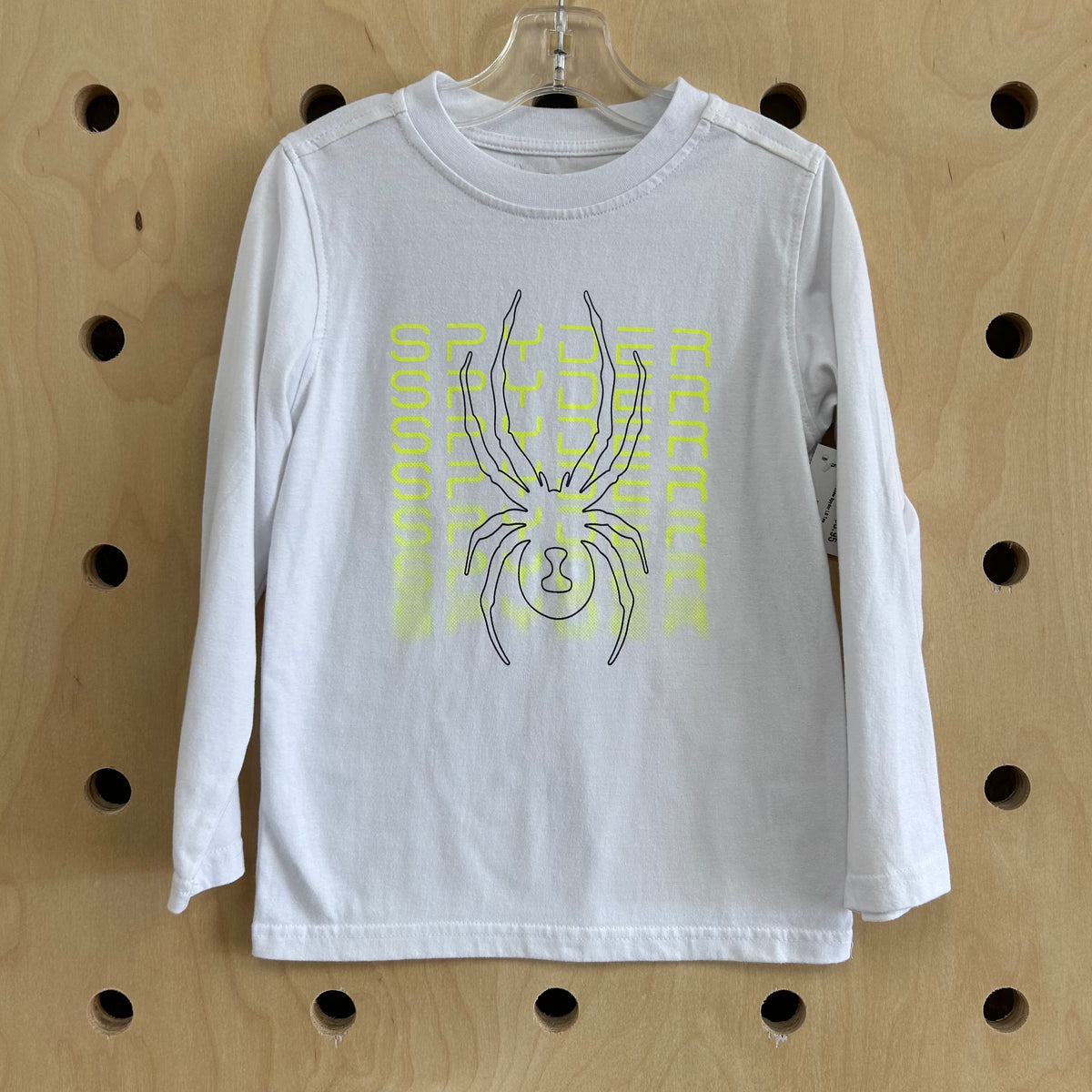 White & Neon Yellow Spyder LS Tee