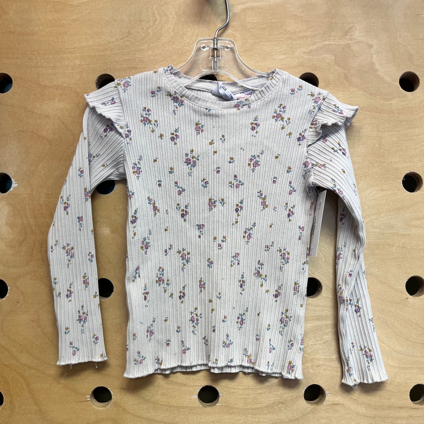 Cream Floral Ribbed Top