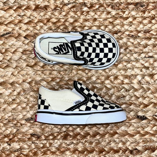 B&W Checkered Slip-On Sneakers