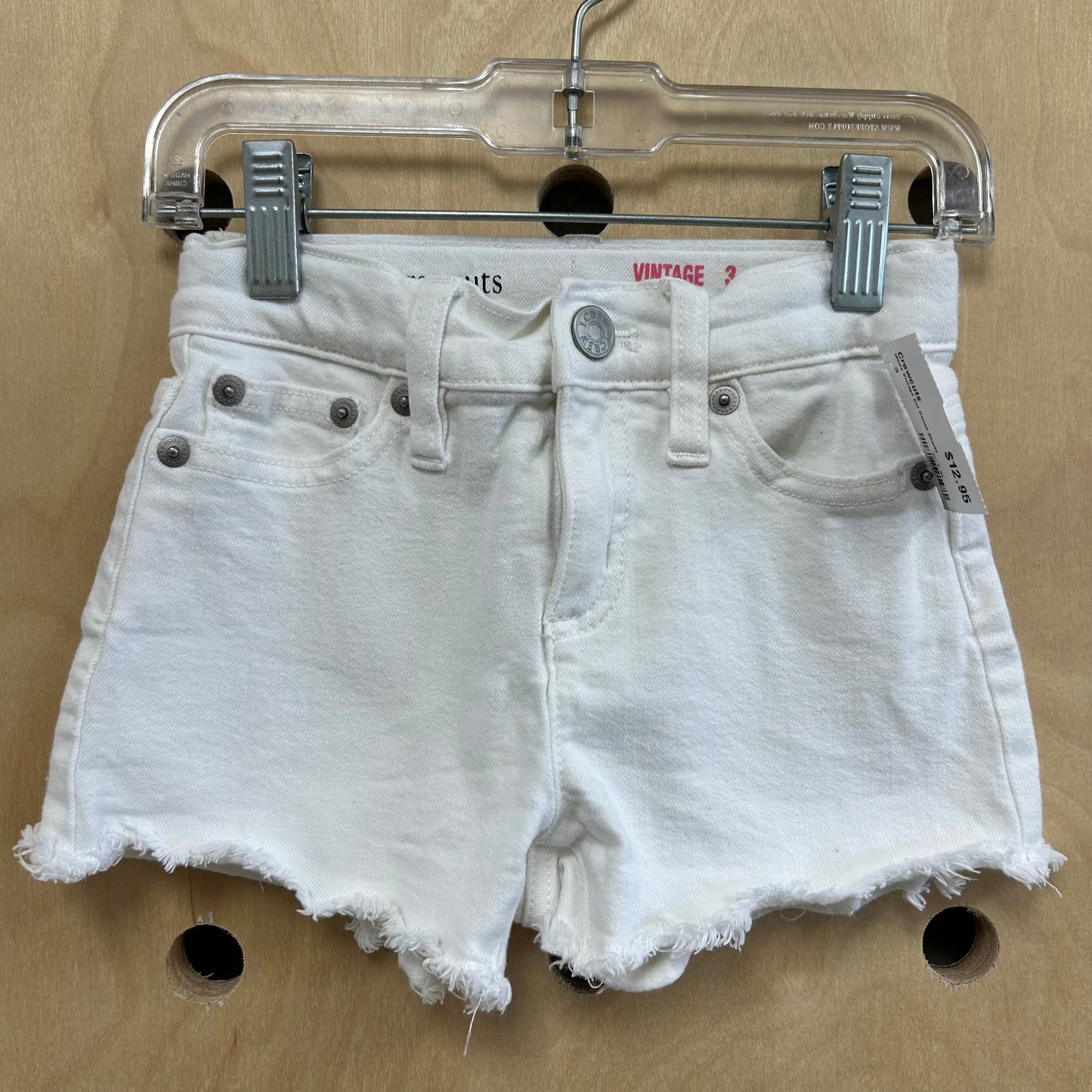 White Vintage Cut Denim Shorts