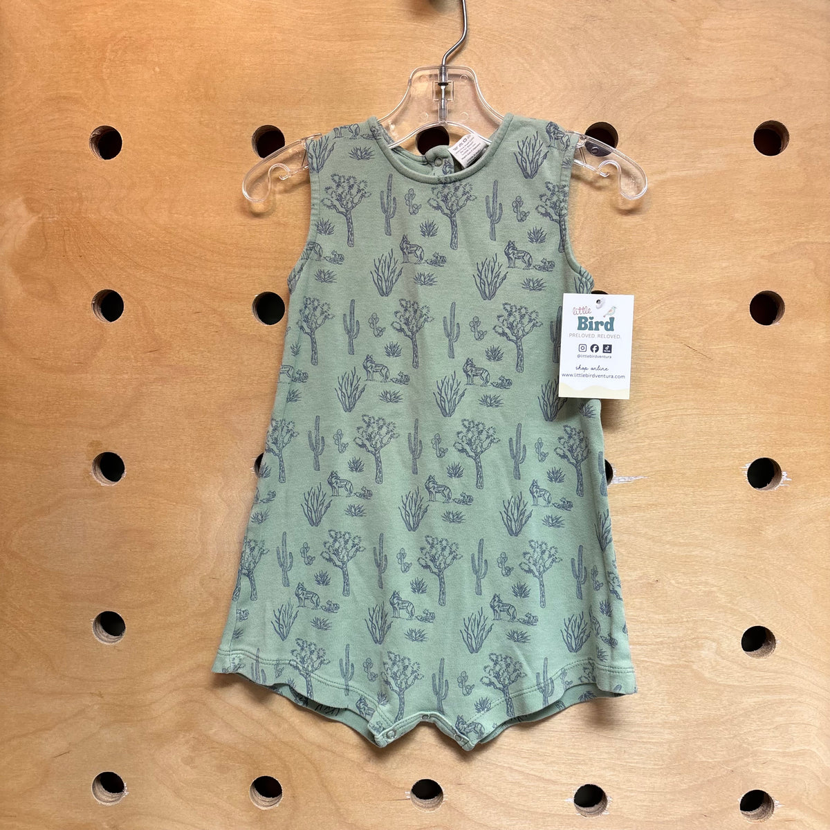 Organic Green/Blue Cactus Romper