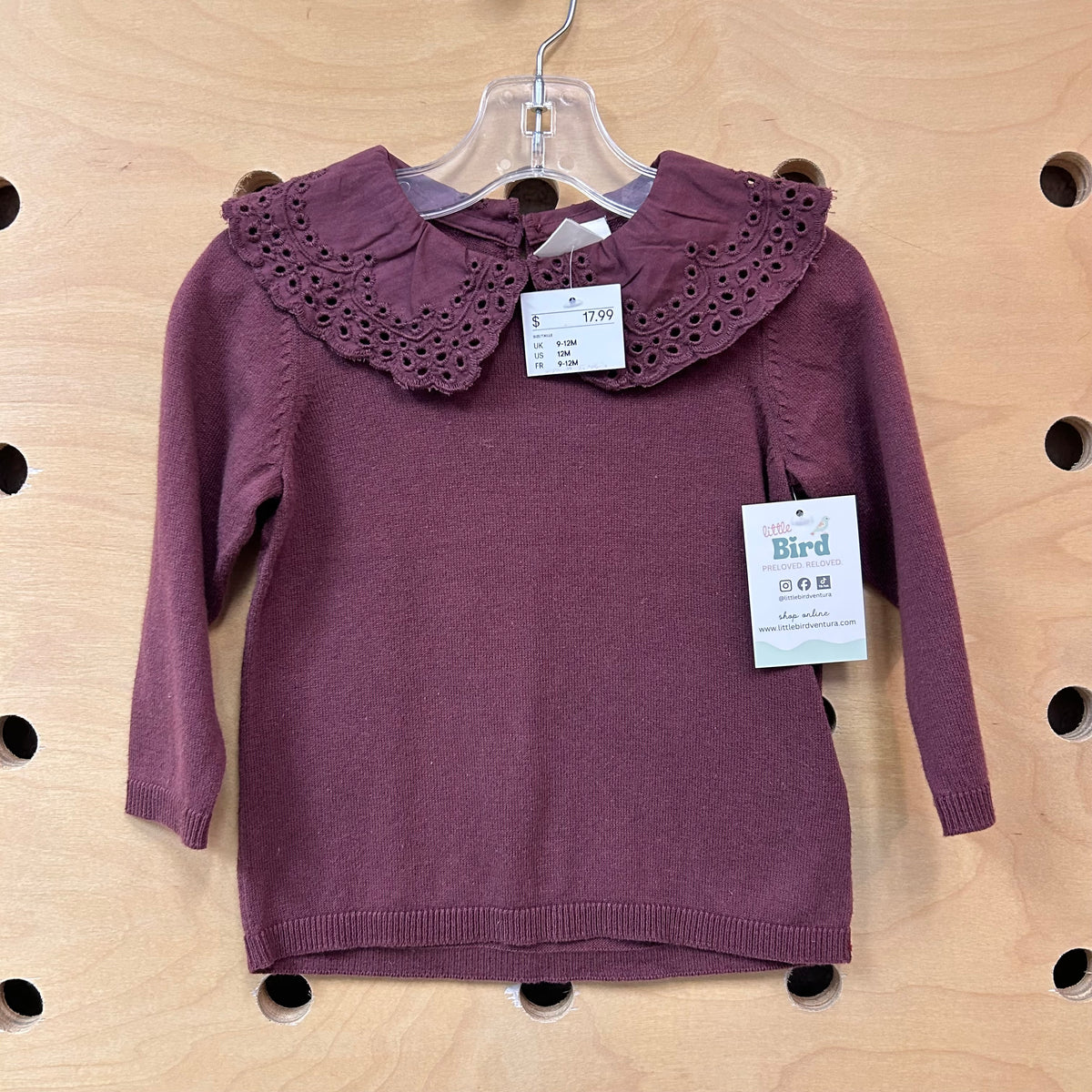 Plum Eyelet Knit Top NEW!