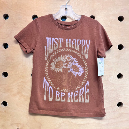 Brown 'Just Happy' Tee