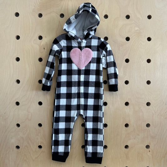 Black & Pink Heart Hooded Romper