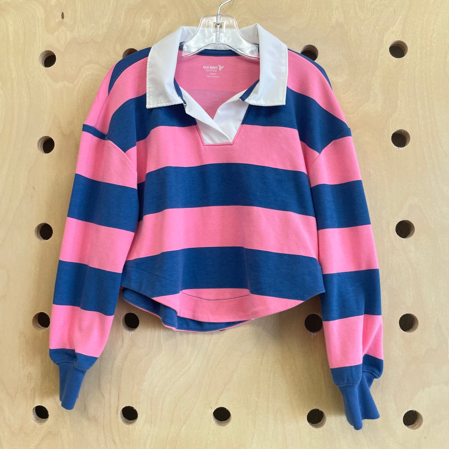 Pink + Blue Polo Crop