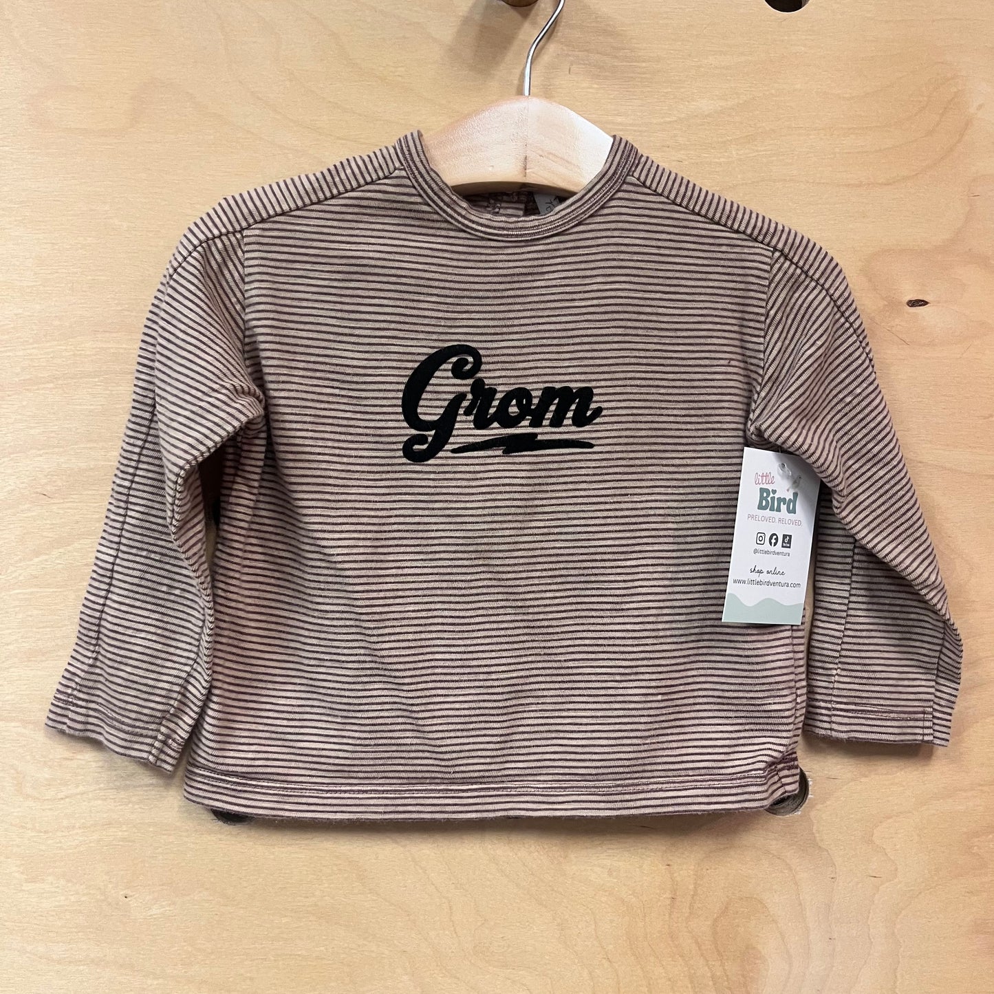 Brown Striped 'Grom' Cotton LS