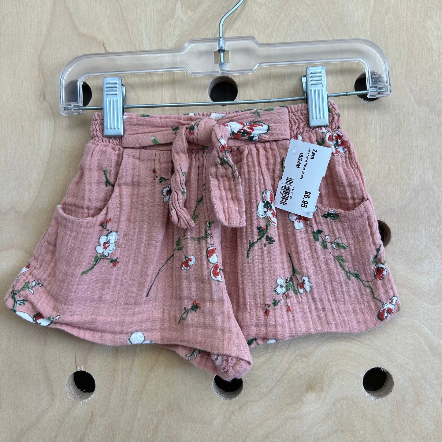 Pink Floral Gauze Shorts