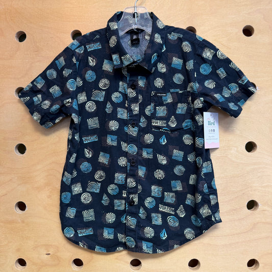 Navy/Yellow Waves Button Up