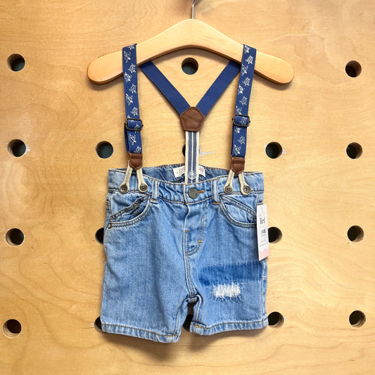 Turtle Suspender/Denim Shorts