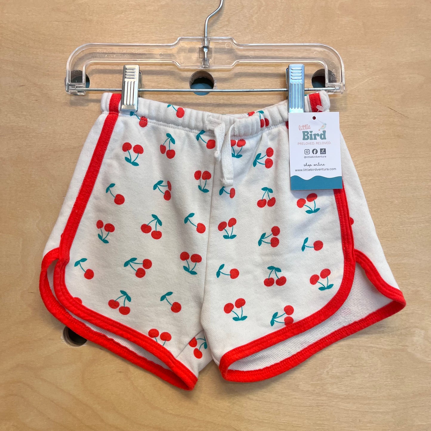 White/Red Drawstring Cherry Shorts