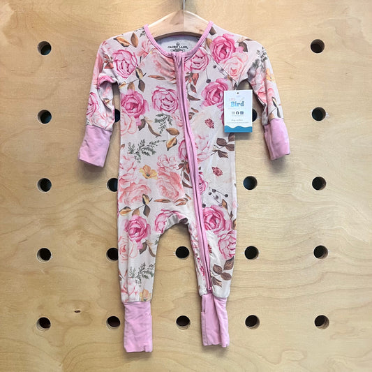 White/Pink Floral Bamboo Zippy