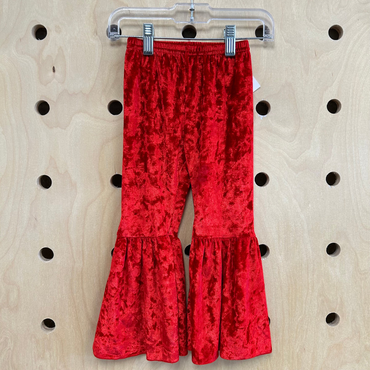Red Crushed Velvet Flare Pants