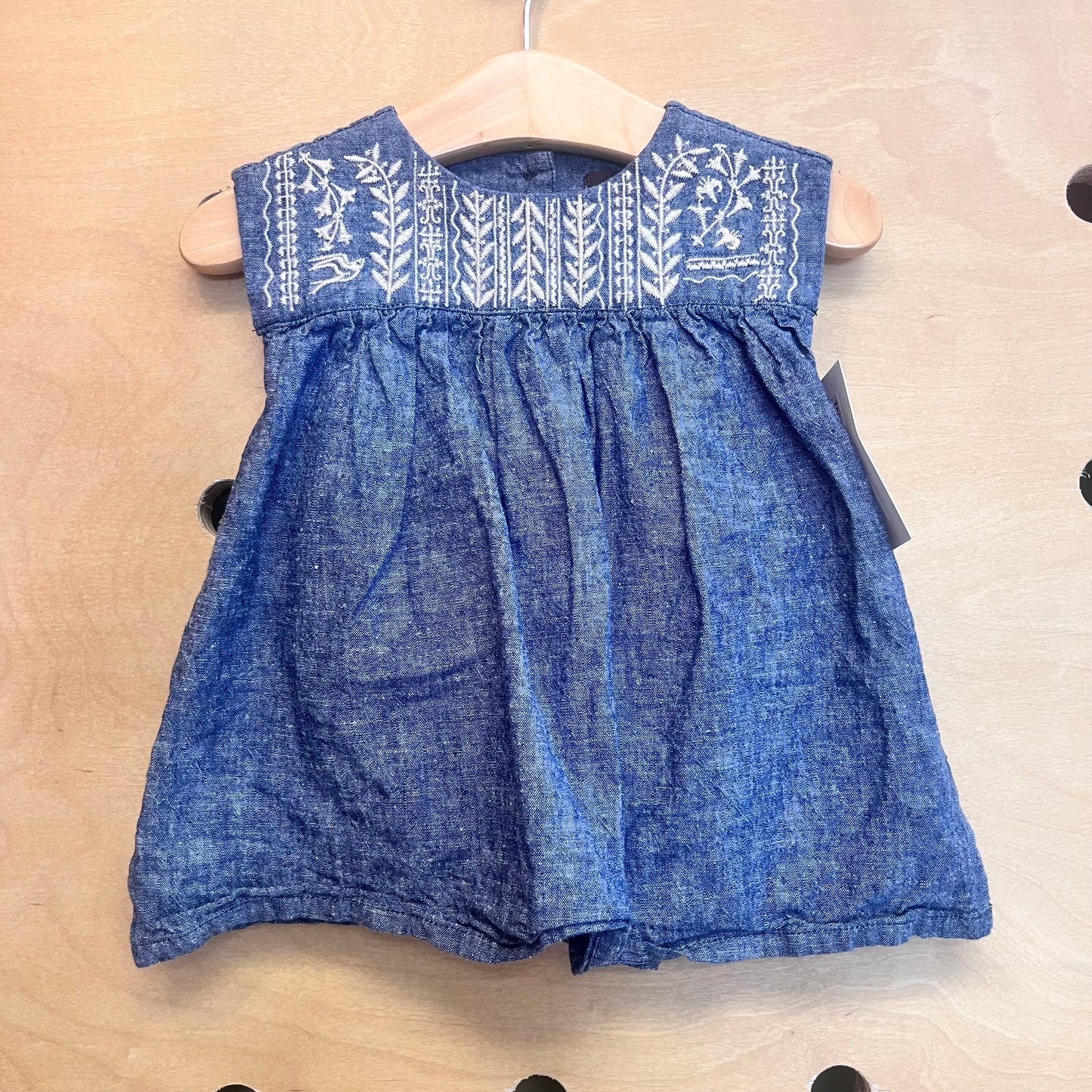 Soft Denim Embroidered Dress