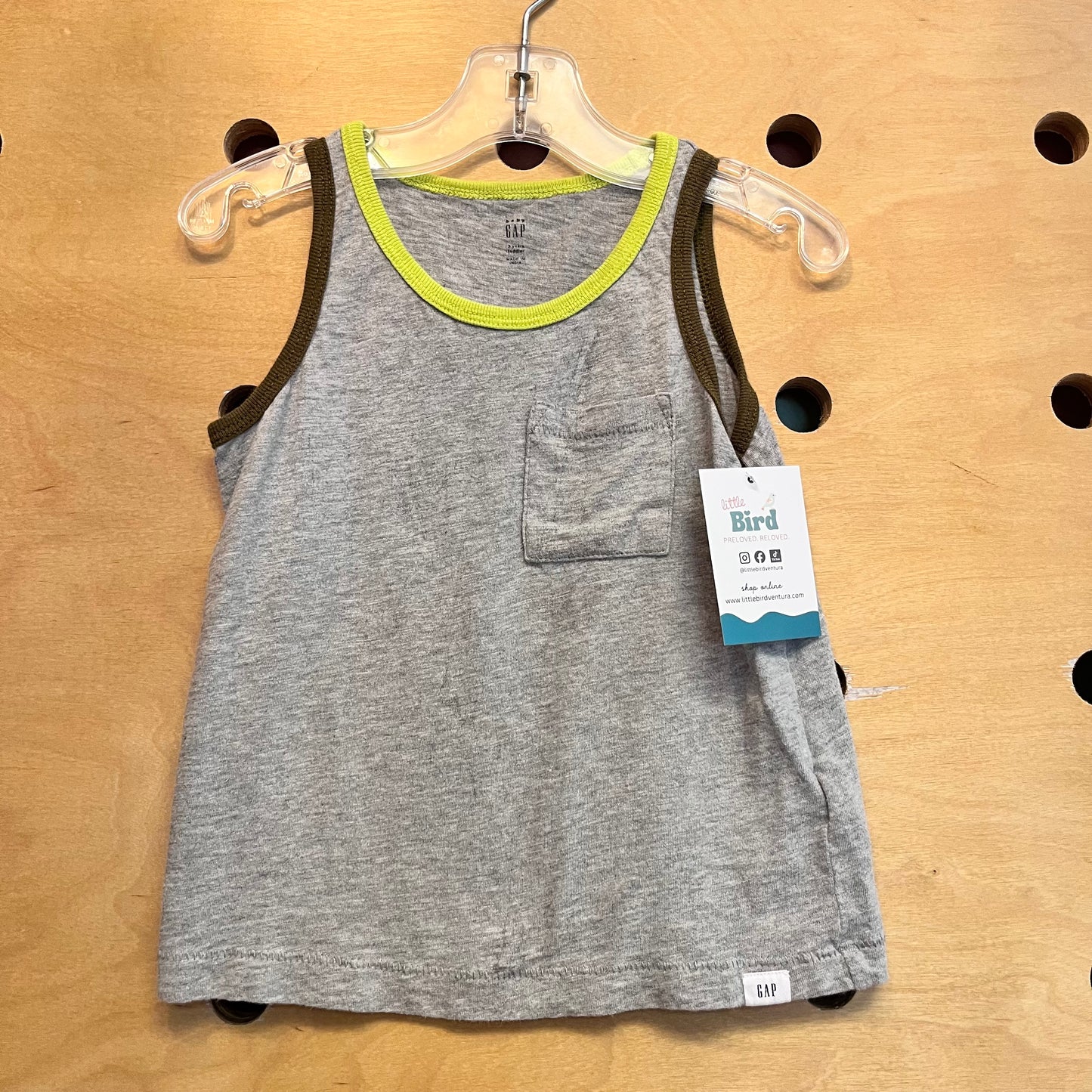 Grey/Green Pocket Cotton Tank