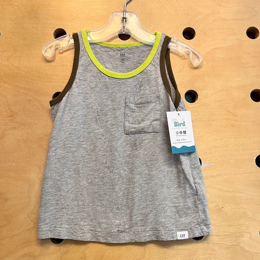 Grey/Green Pocket Cotton Tank